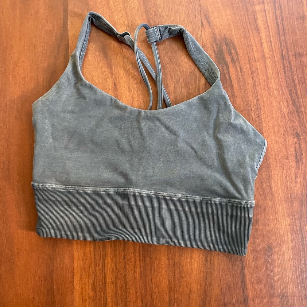 Lululemon Washed Blue Longline Sports Bra